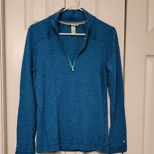 Women's Blue And Teal Smartwool Quarter-Zip Baselayer Top Size L